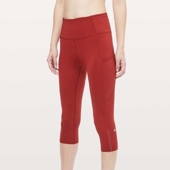 lululemon athletica Pants - worn 1x Fast & Free Crop *19" Dark Sport Red